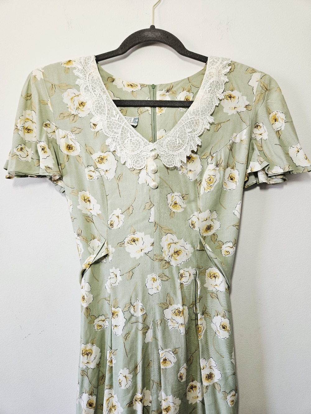 Vintage Braemar Floral Cottagecore Dress Size 7/8 Lace Collar Tie Waist EUC - Picture 4 of 5